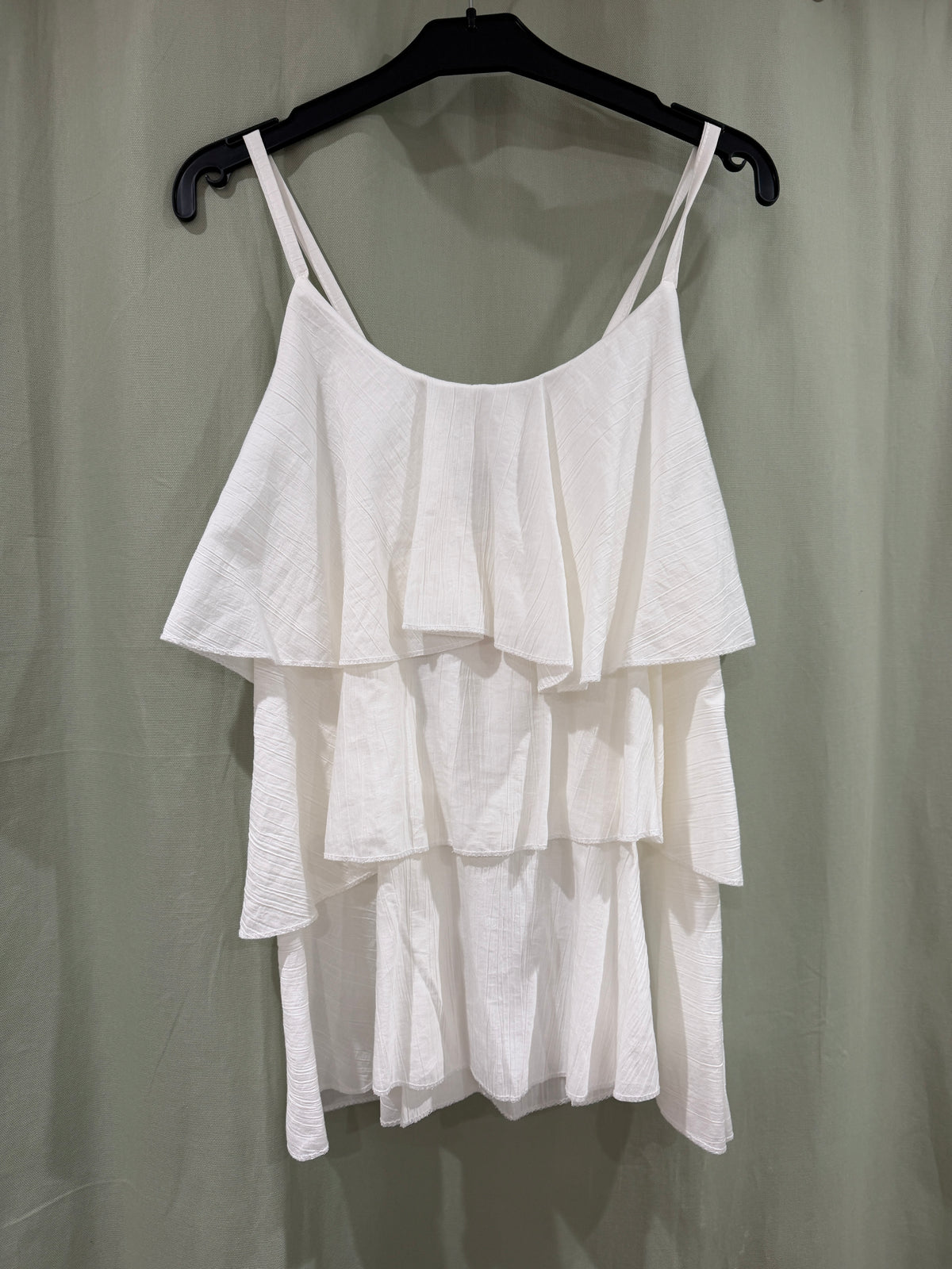 RUTHIE Ruffle Cami Top - White - Size 8 - 16
