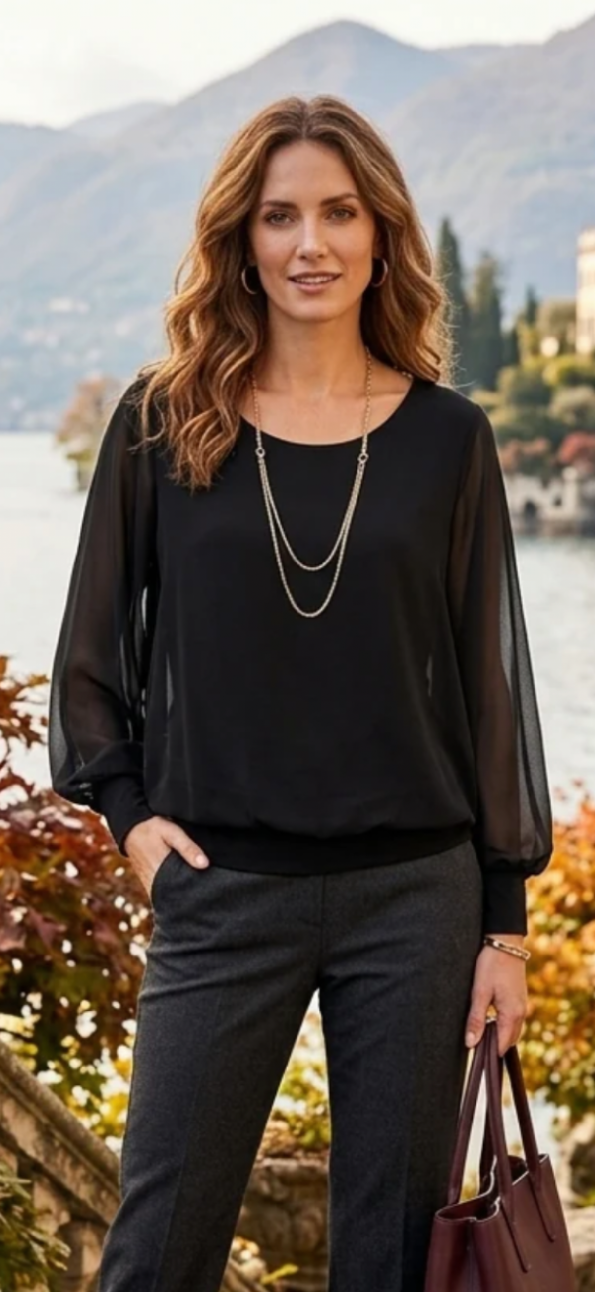 JOLENE - Shiffon Long Sleeve Top - 2 Colours