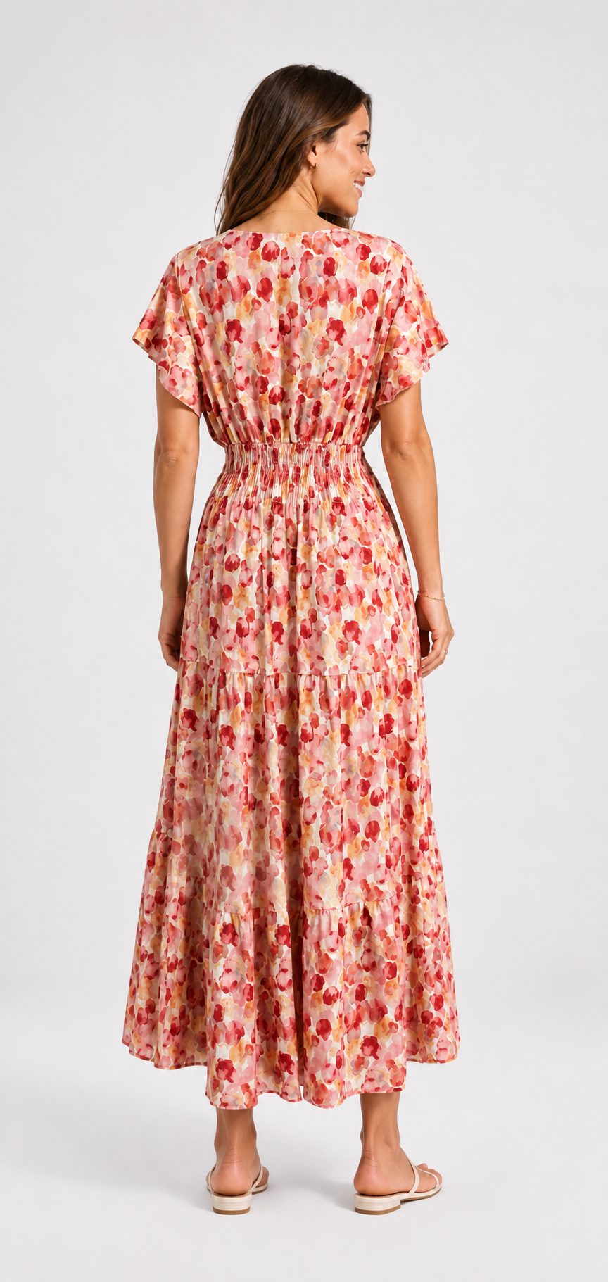 BLOSSOM - Watercolour Floral Print, Pink Magic Dress - Size 8 - 18