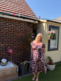 ROSIE - Leopard Midi Dress - Soft Pink