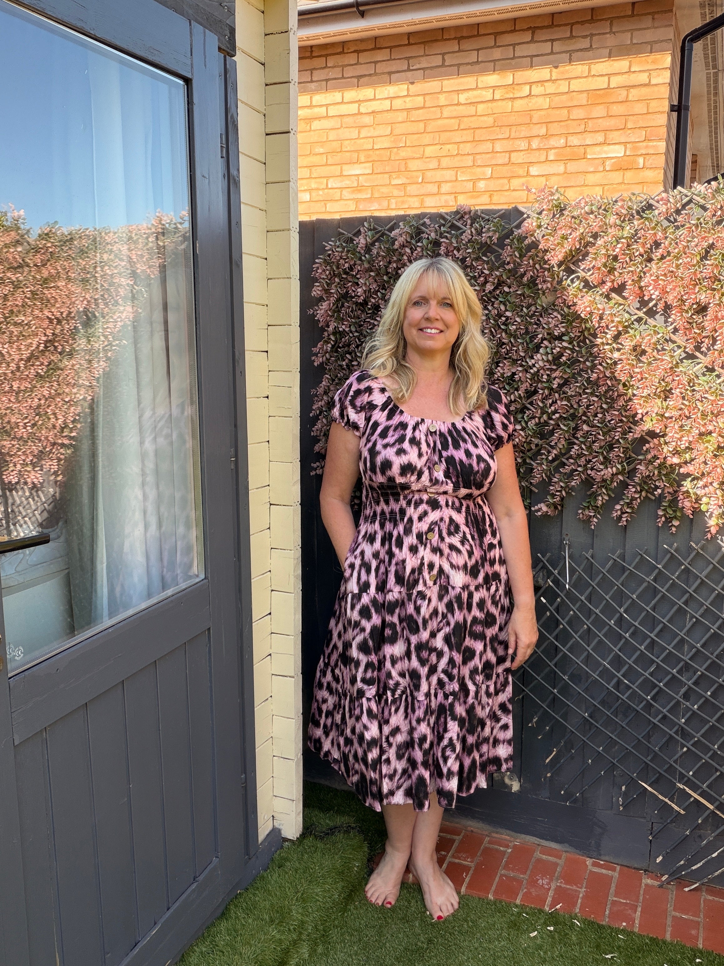 ROSIE - Leopard Midi Dress - Soft Pink