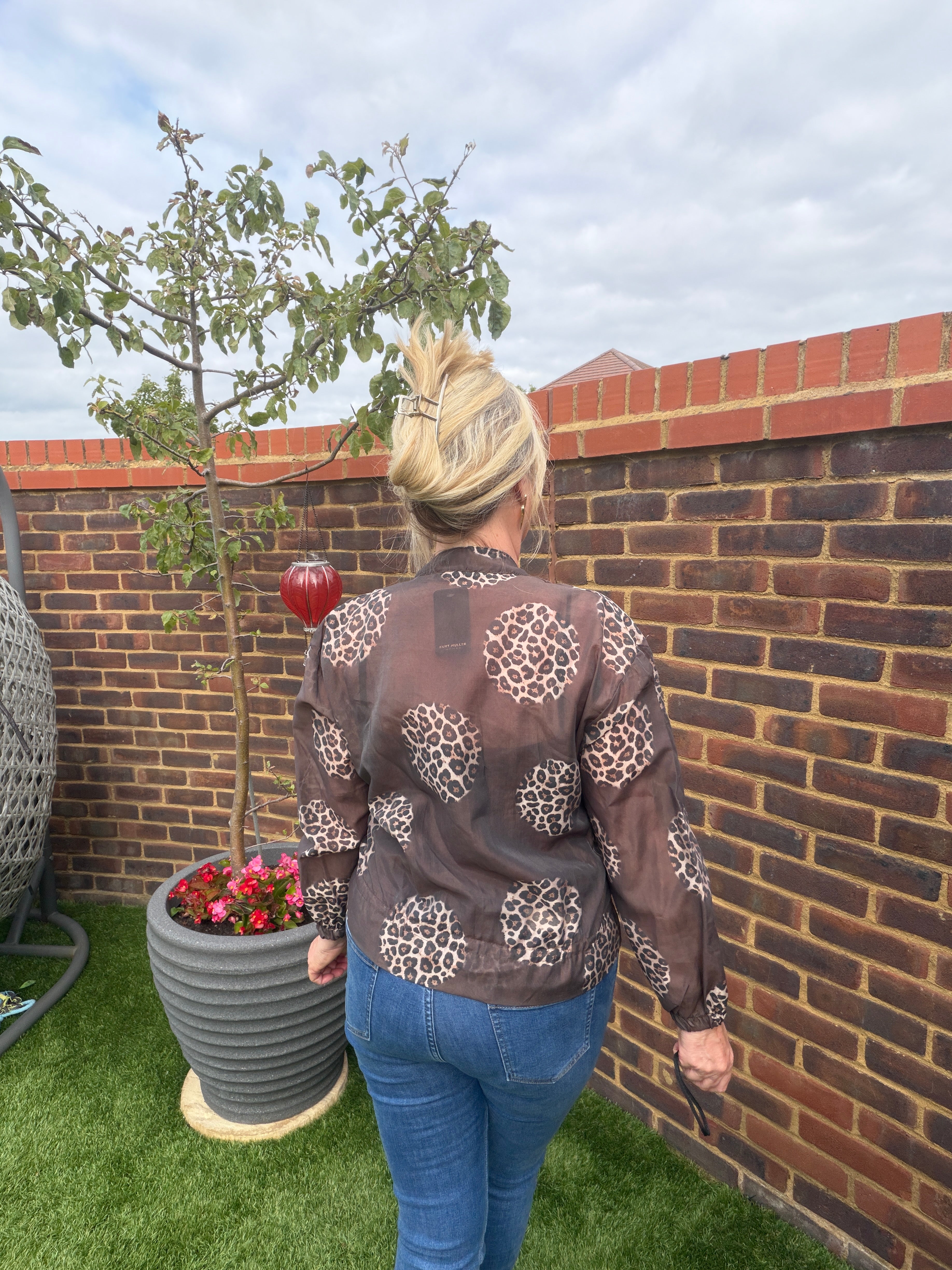 ZARA - Leopard Print Bomber Jacket with drawstring and gold tone zip