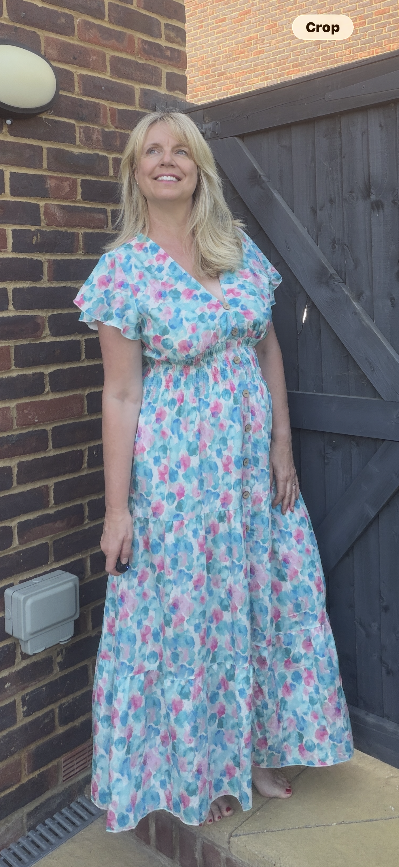 SKYE -  Aqua Watercolour Floral Shirred Waist Dress - Magic Dress Size 8 - 18