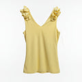 Yellow Ruffle Shoulder V-Neck Vest Top